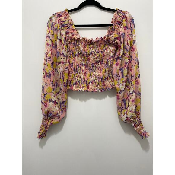 18 Centimeters Floral Ruched Long Sleeve Top - Picture 1 of 5